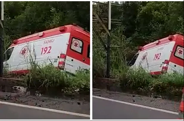 Ambulância do SAMU tomba na BR 343
