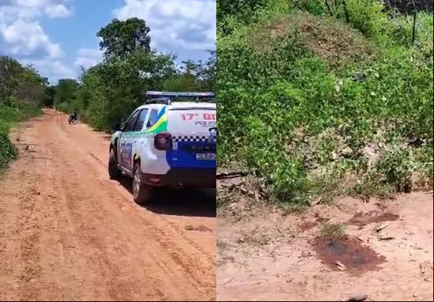 No local onde o corpo foi encontrado há marcas de sangue, indicando que a vítima foi executada no terreno baldio