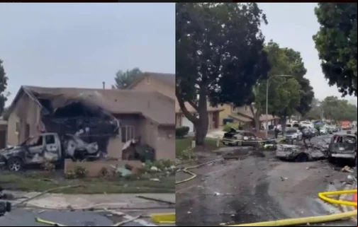 Jato caiu em um bairro militar na Califórnia
