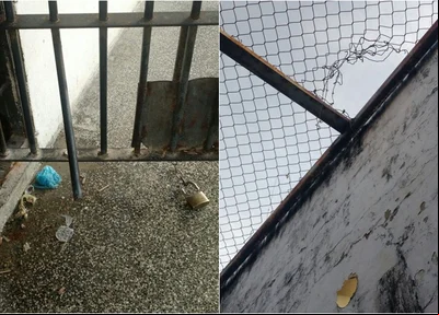 Presos cerraram a grade da cela e quebraram a tela de proteção