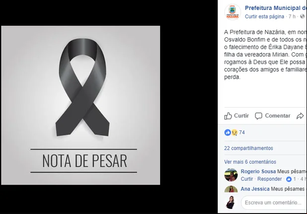 Nota de pesar 