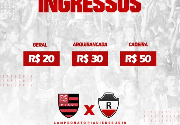 Ingressos para partida entre River e Flamengo do Piauí estão à venda