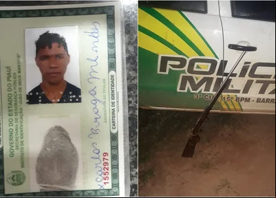 Suspeito do crime e arma usada no crime