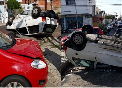 Colisão entre veículos no centro de Teresina