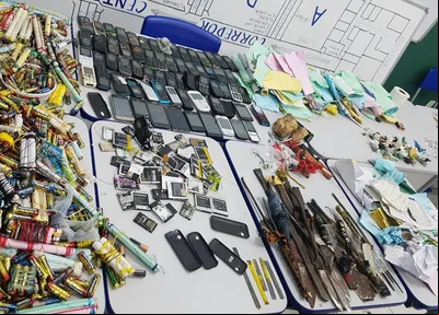 Material apreendido na Penitenciária José Ribamar Leite